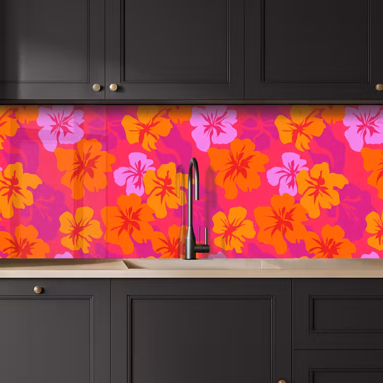 Zomers - Hibiscus - Kleurrijk keuken achterwand 2 middel 871 -sfeer1