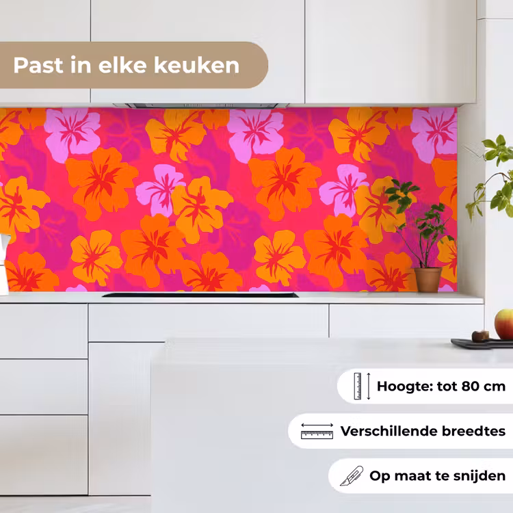 Zomers - Hibiscus - Kleurrijk keuken achterwand 2 middel 871 -sfeer4_NL