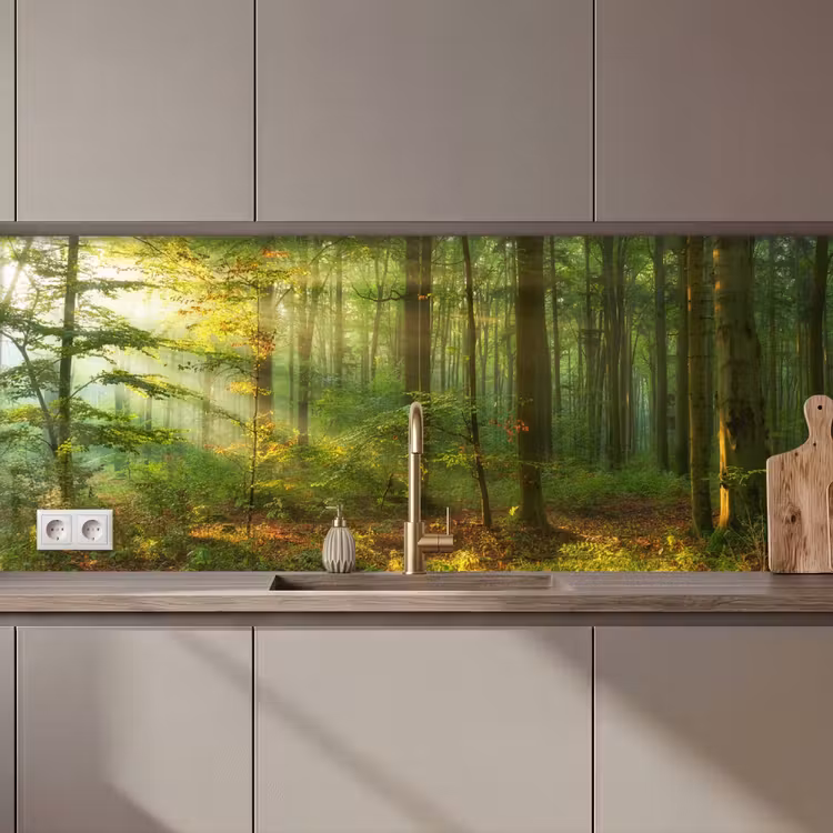 Zon - Bos - Bomen - Natuur - Herfst keuken achterwand 2 middel zz_3dshopping