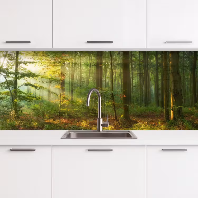 Zon - Bos - Bomen - Natuur - Herfst keuken achterwand 2 middel -3d