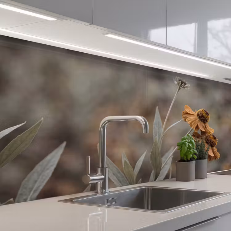 Zonnehoed - Droogbloemen - Geel - Warm keuken achterwand 2 middel -3d_schuin