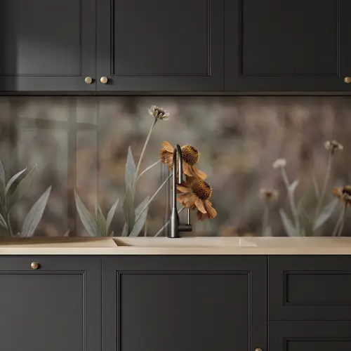 Zonnehoed - Droogbloemen - Geel - Warm keuken achterwand 2 middel -sfeer1