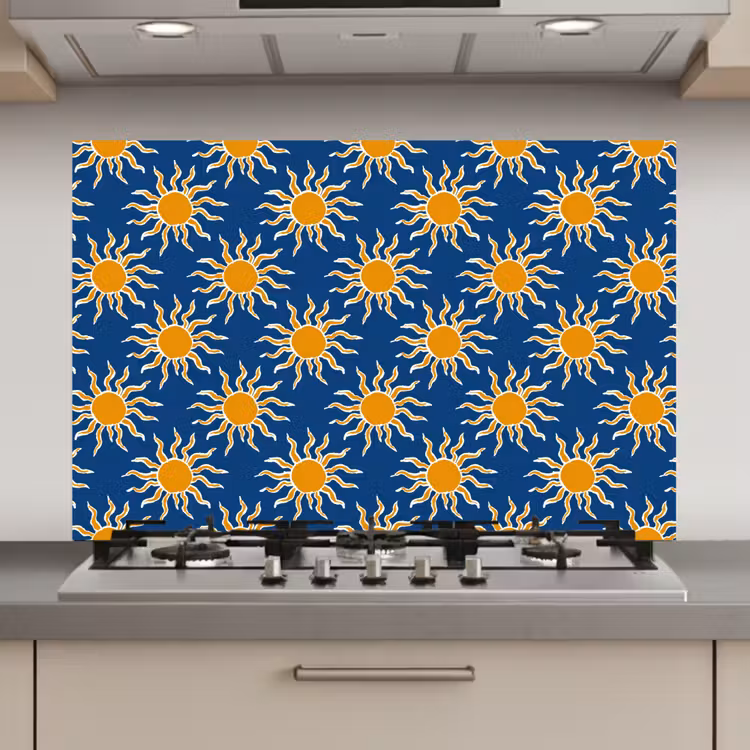 Zon - Patroon - Blauw keuken achterwand 2 middel 871 zz_3dshopping