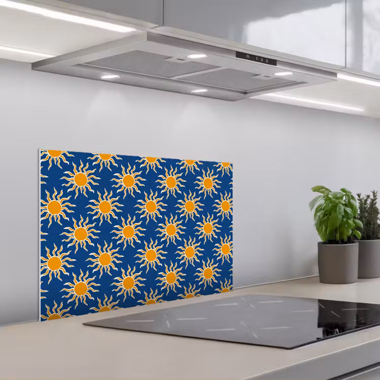 Zon - Patroon - Blauw keuken achterwand 2 middel 871 -3d