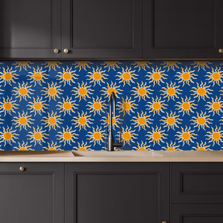 Zon - Patroon - Blauw keuken achterwand 2 middel 871 -sfeer1