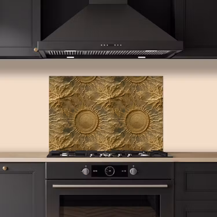 Zon - Reliëf - Antiek - Goud keuken achterwand spatscherm klein 900 -sfeer1