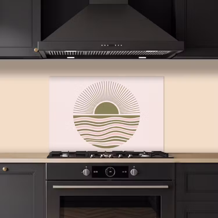 Zon - Zee - Abstract - Modern - Roze keuken achterwand spatscherm klein -sfeer1