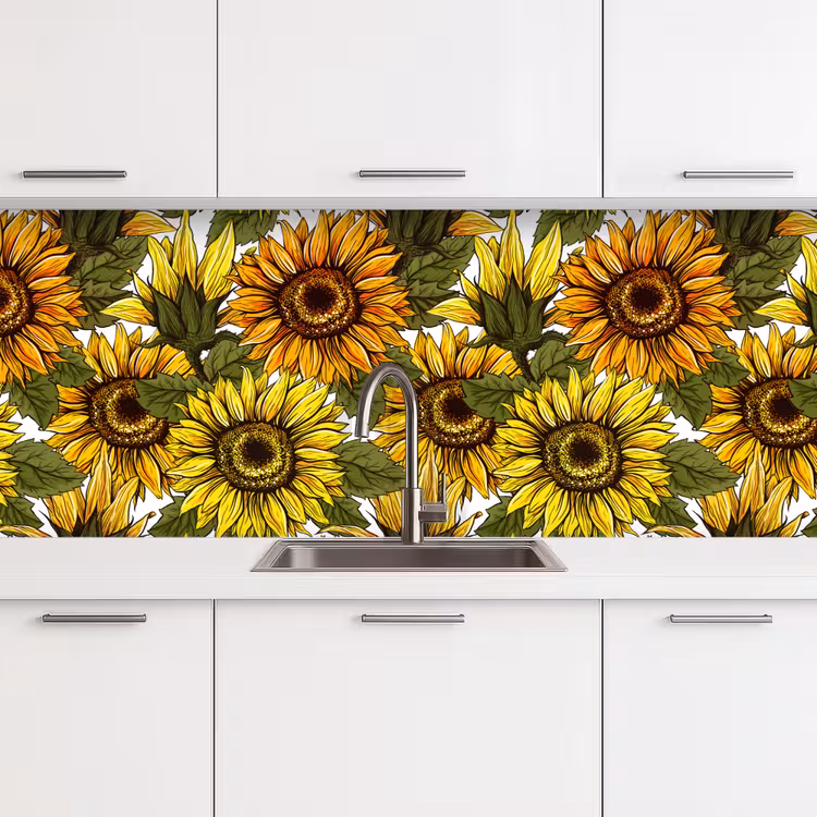 Zonnebloem - Vintage - Design keuken achterwand 2 middel 871 -3d