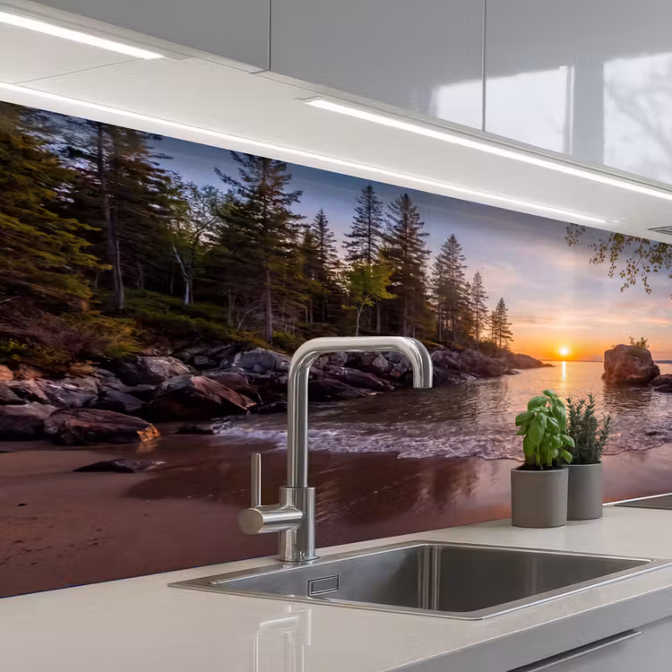 Zonsondergang - Kust - Water - Natuur - Oranje keuken achterwand 2 middel -3d_schuin