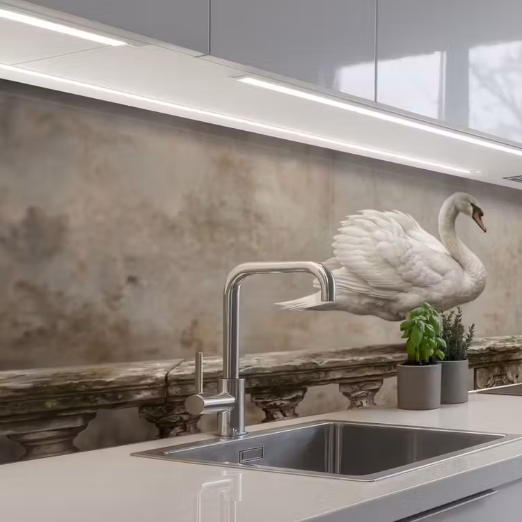 Zwaan - Elegant - Dieren - Wit keuken achterwand 2 middel -3d_schuin