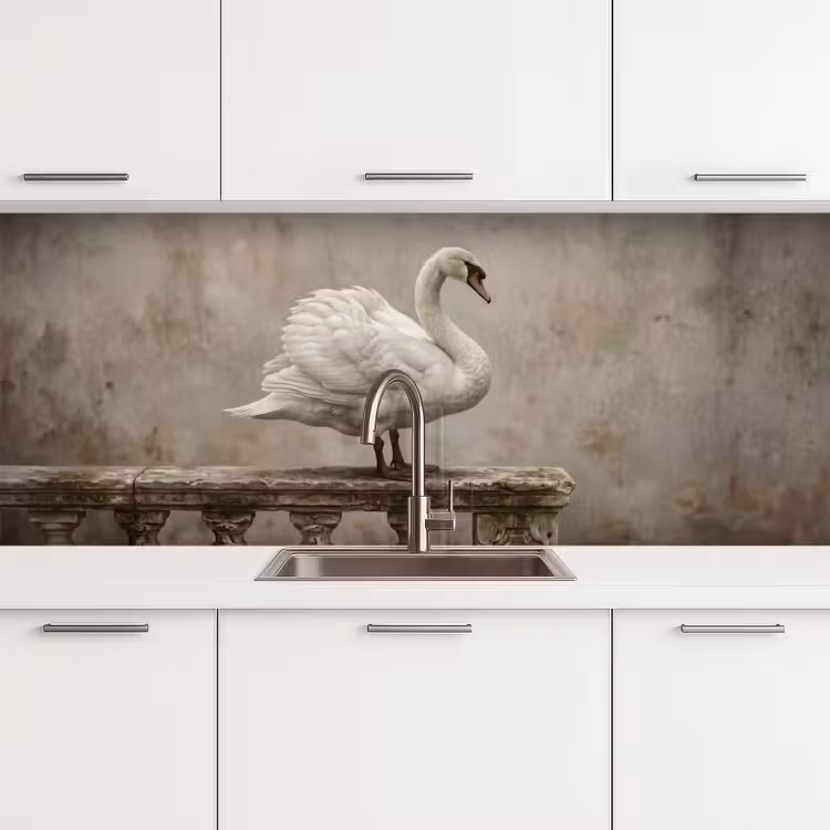 Zwaan - Elegant - Dieren - Wit keuken achterwand 2 middel -3d