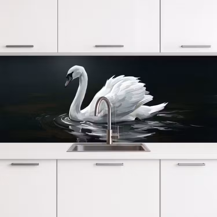 Zwaan - Water - Natuur - Realistisch - Wit keuken achterwand 2 middel -3d