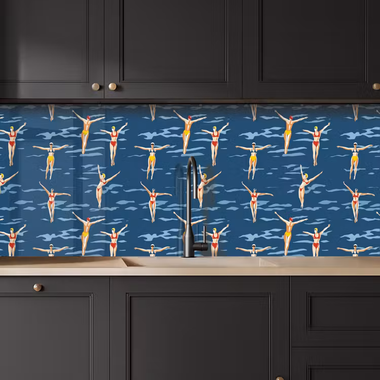 Zwemsters- Retro - Blauw keuken achterwand 2 middel 871 -sfeer1