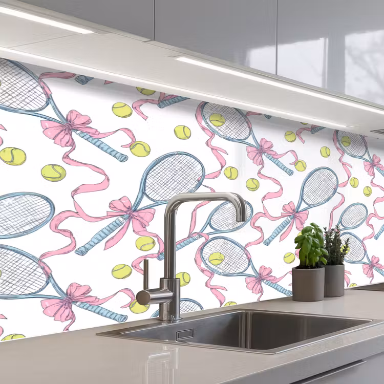 Tennis - Strikken - Kleurrijk keuken achterwand 2 middel 871 -3d_schuin