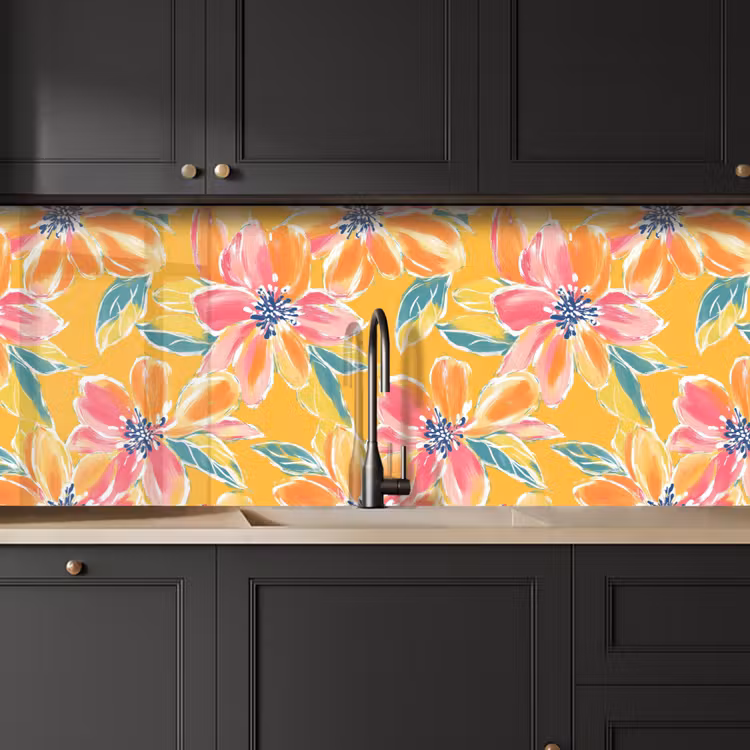Textuur - Bloemen - Kleurrijk keuken achterwand 2 middel 871 -sfeer1