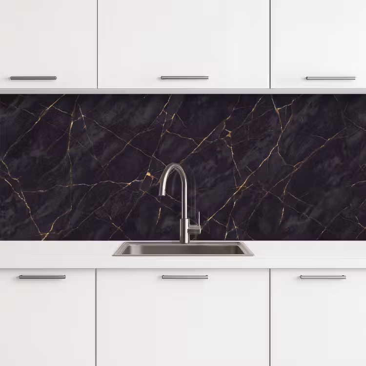 Textuur - Gouden lijnen - Abstract - Modern - Zwart keuken achterwand 2 middel -3d