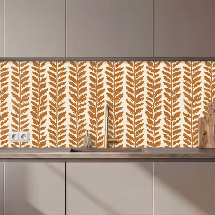 Textuur - Bladeren - Oker keuken achterwand 2 middel 871 zz_3dshopping
