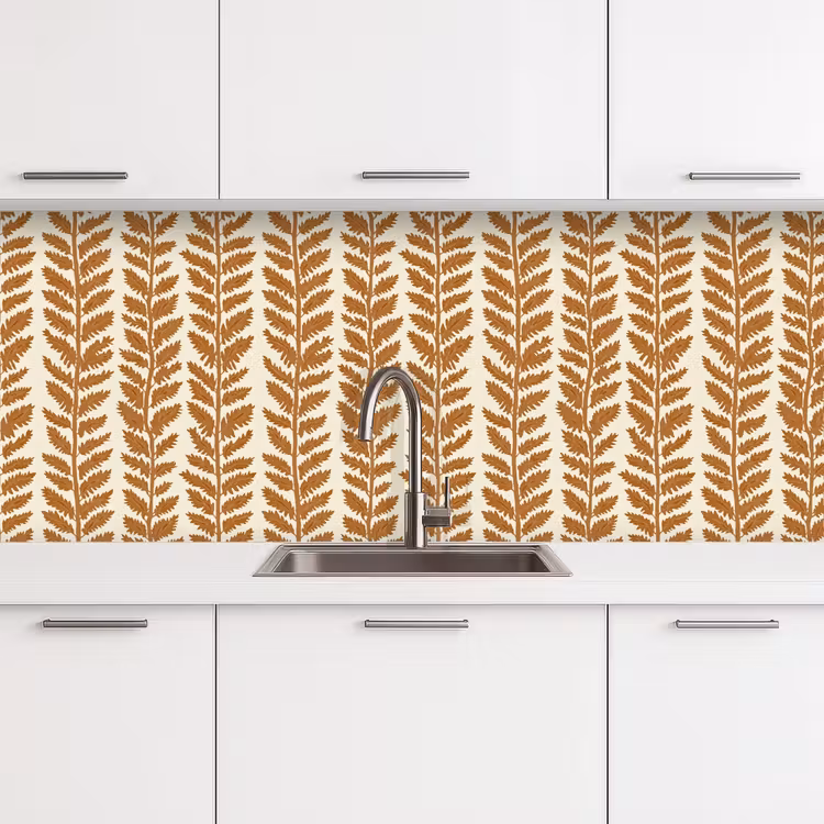 Textuur - Bladeren - Oker keuken achterwand 2 middel 871 -3d