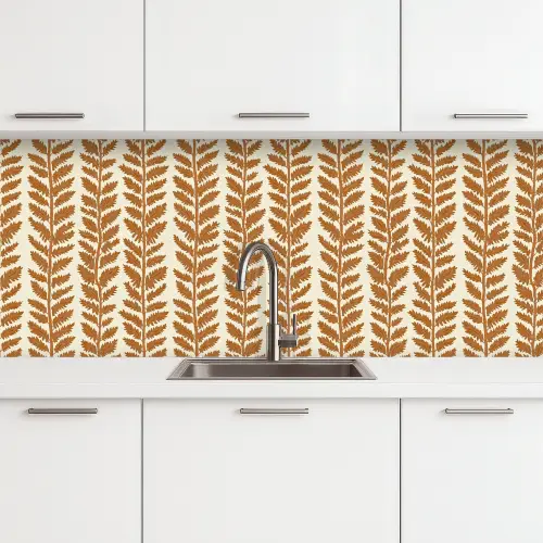 Textuur - Bladeren - Oker keuken achterwand 2 middel 871 -3d