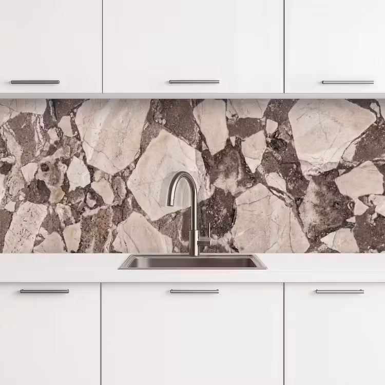 Textuur - Marmer - Abstract - Beige - Bruin keuken achterwand 2 middel -3d