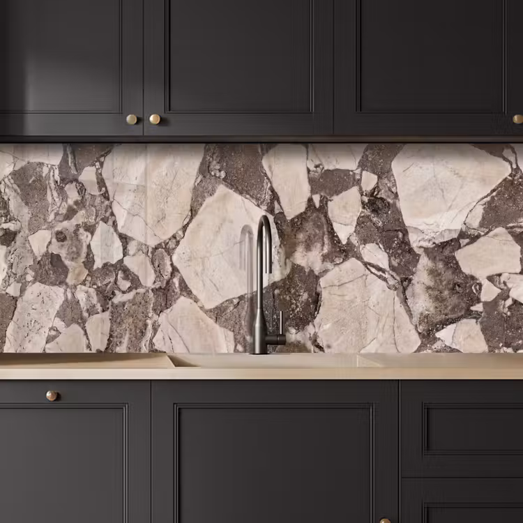 Textuur - Marmer - Abstract - Beige - Bruin keuken achterwand 2 middel -sfeer1