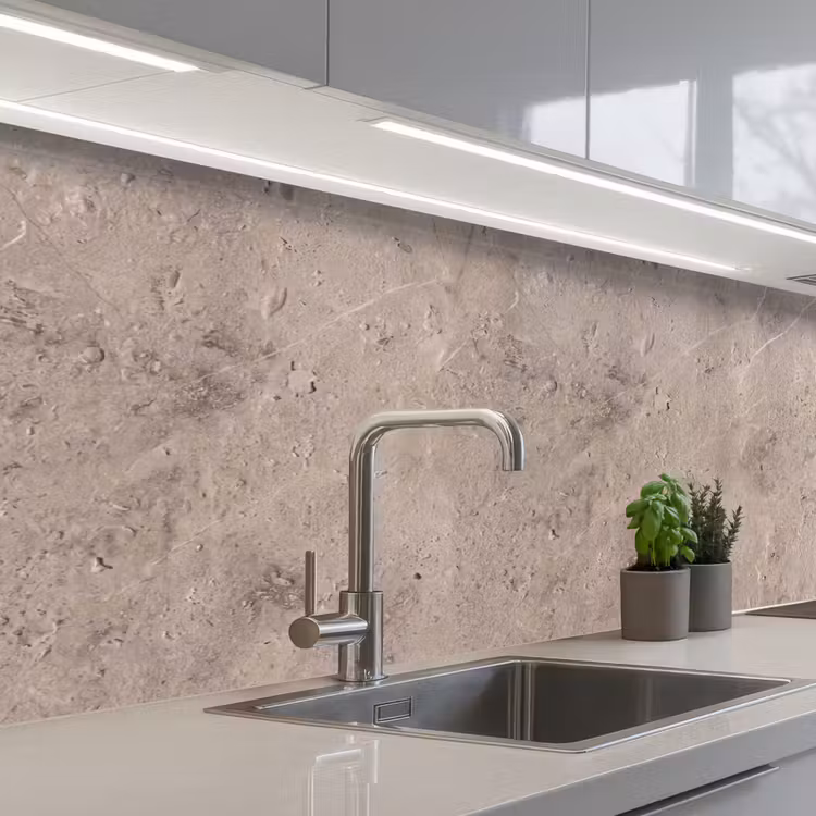 Textuur - Steen - Patroon - Rustiek - Beige keuken achterwand 2 middel -3d_schuin