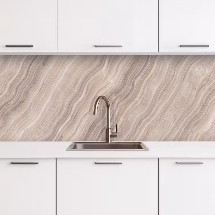 Textuur - Golvend - Abstract - Modern - Beige keuken achterwand 2 middel -3d