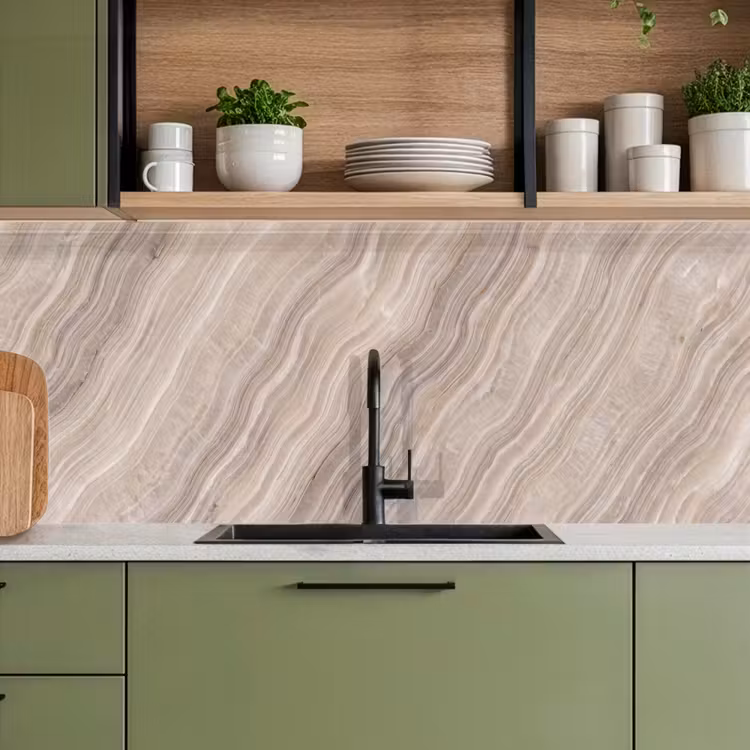 Textuur - Golvend - Abstract - Modern - Beige keuken achterwand 2 middel -sfeer3