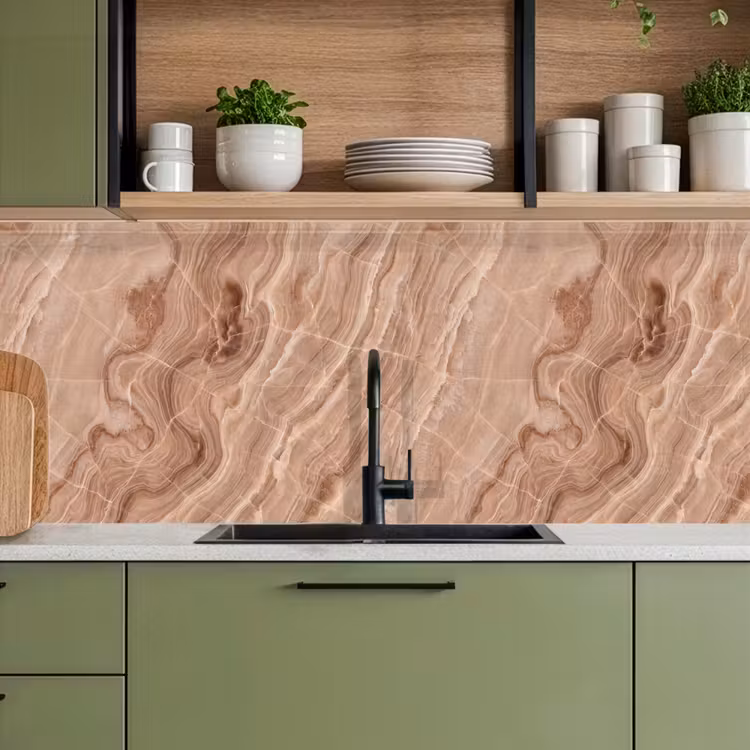 Textuur - Golvend - Abstract - Warm - Bruin keuken achterwand 2 middel -sfeer3