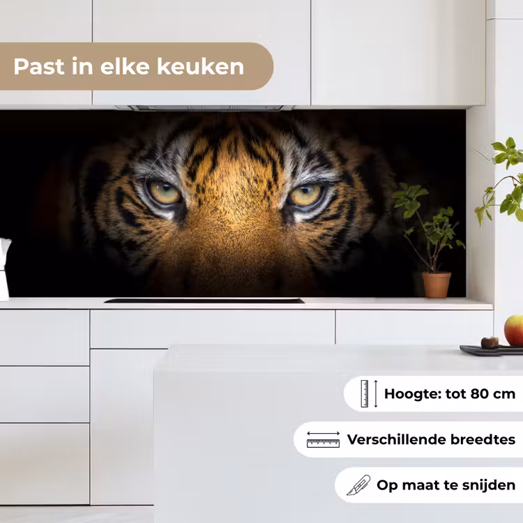 Tijger - Zwart - Dier keuken achterwand 2 middel -sfeer4_NL