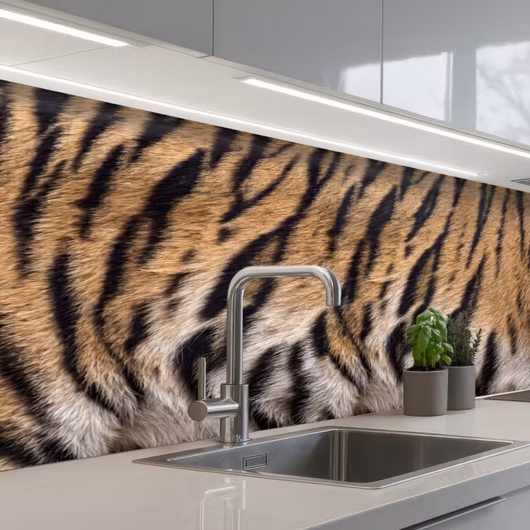 Tijgervacht - Klassiek - Zwart keuken achterwand 2 middel -3d_schuin