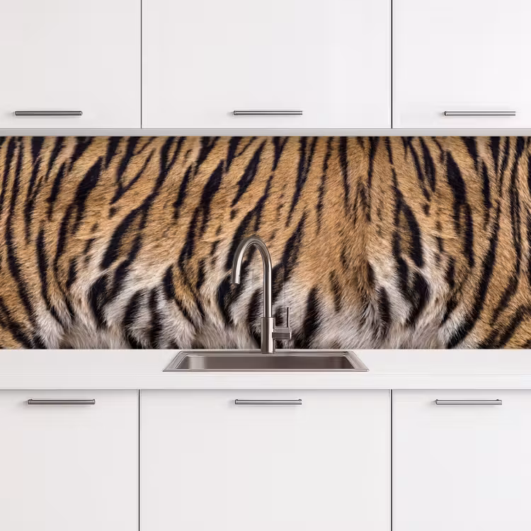 Tijgervacht - Klassiek - Zwart keuken achterwand 2 middel -3d