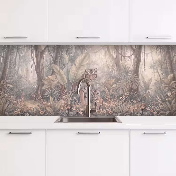 Tijger - Welp - Jungle - Illustratie - Dieren keuken achterwand 2 middel -3d