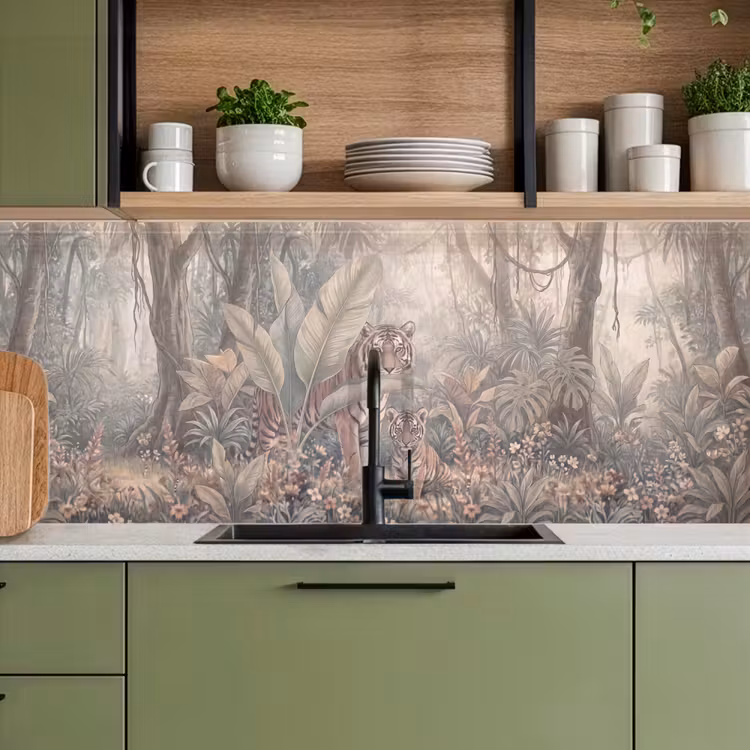 Tijger - Welp - Jungle - Illustratie - Dieren keuken achterwand 2 middel -sfeer3