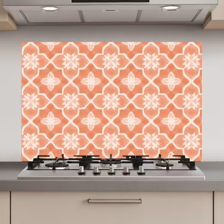 Tegelpatroon - Arabesk - Vintage - Terracotta keuken achterwand spatscherm klein 900 -3d_website