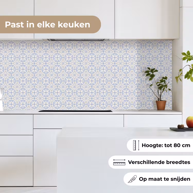 Tegel - Patroon - Beige - Blauw keuken achterwand 2 middel 871 -sfeer4_NL