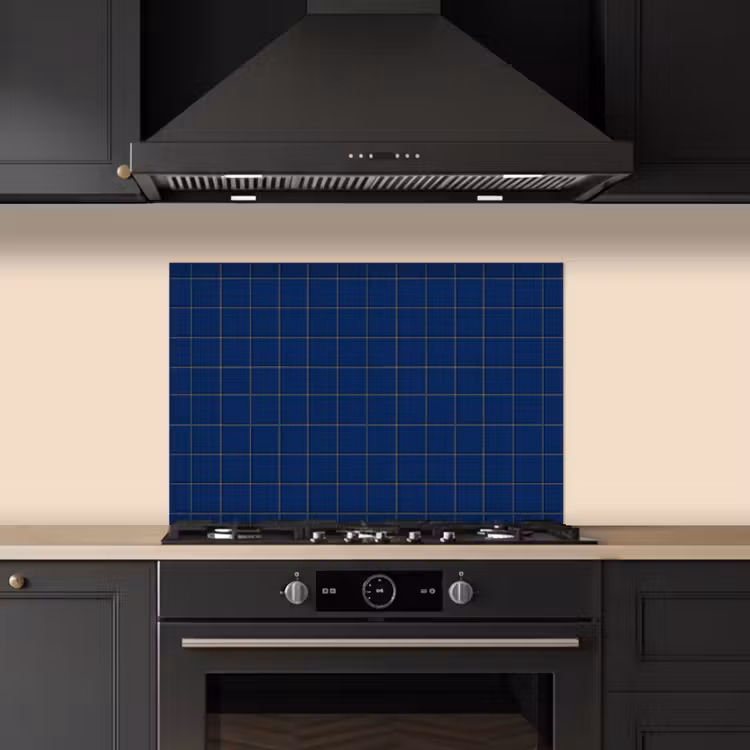 Tegel - Patroon - Blauw keuken achterwand spatscherm klein 900 -sfeer1