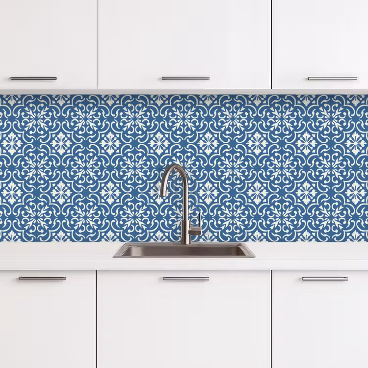 Tegel - Patroon - Blauw - Wit keuken achterwand 2 middel 871 -3d
