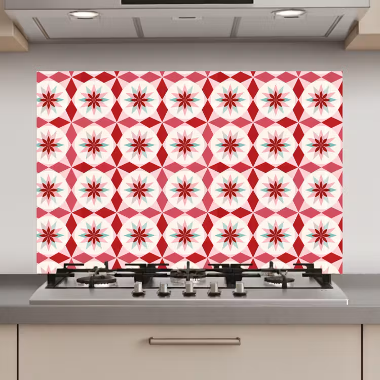 Tegelpatroon - Sterren - Retro - Roze - Mintgroen keuken achterwand spatscherm klein 900 -3d_website