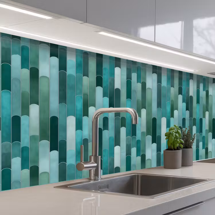 Tegels - Langwerpig - Turquoise keuken achterwand 2 middel 871 -3d_schuin