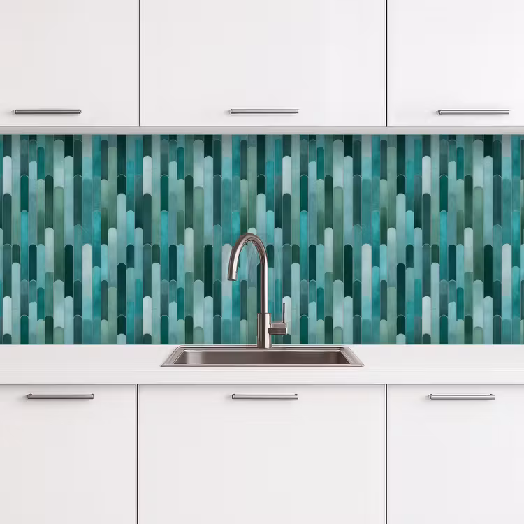 Tegels - Langwerpig - Turquoise keuken achterwand 2 middel 871 -3d