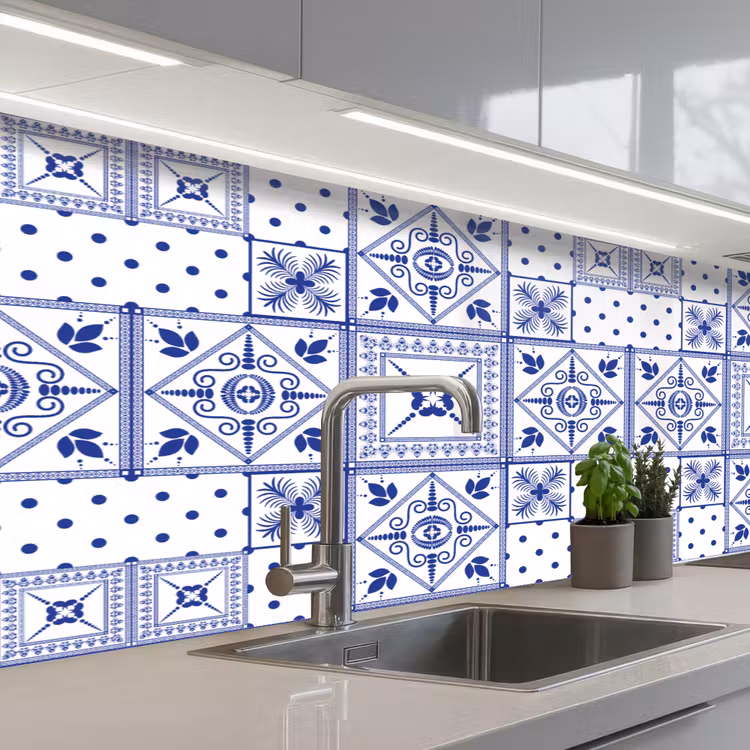 Tegels - Patronen - Delfts Blauw keuken achterwand 2 middel 871 -3d_schuin