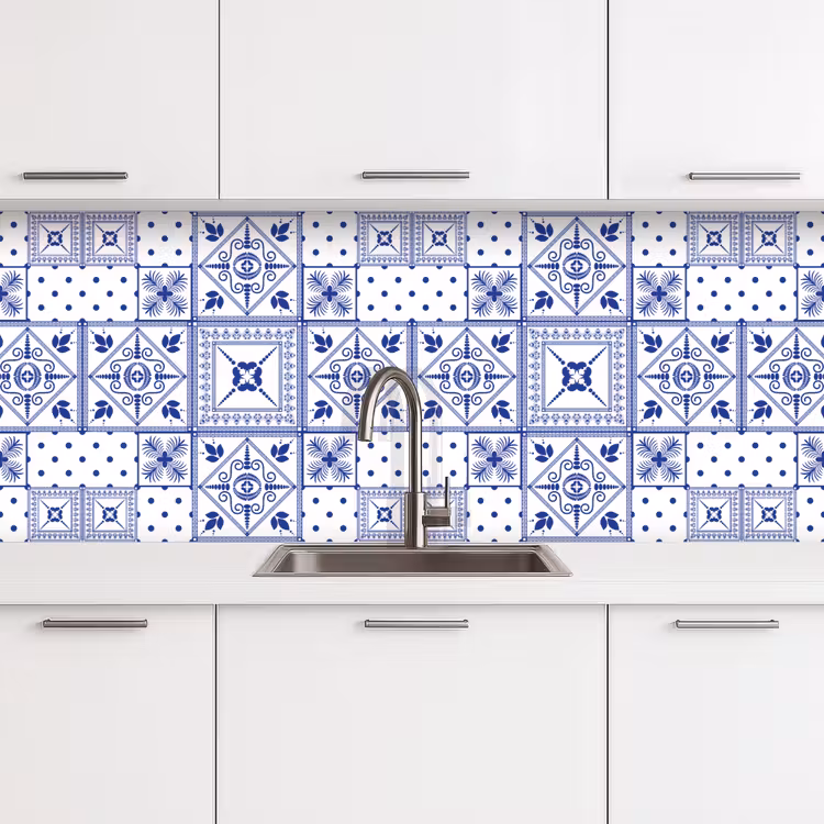 Tegels - Patronen - Delfts Blauw keuken achterwand 2 middel 871 -3d