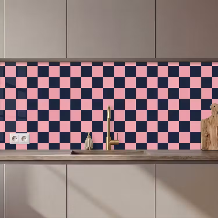 Traditioneel - Patroon - Blauw - Roze keuken achterwand 2 middel 871 zz_3dshopping