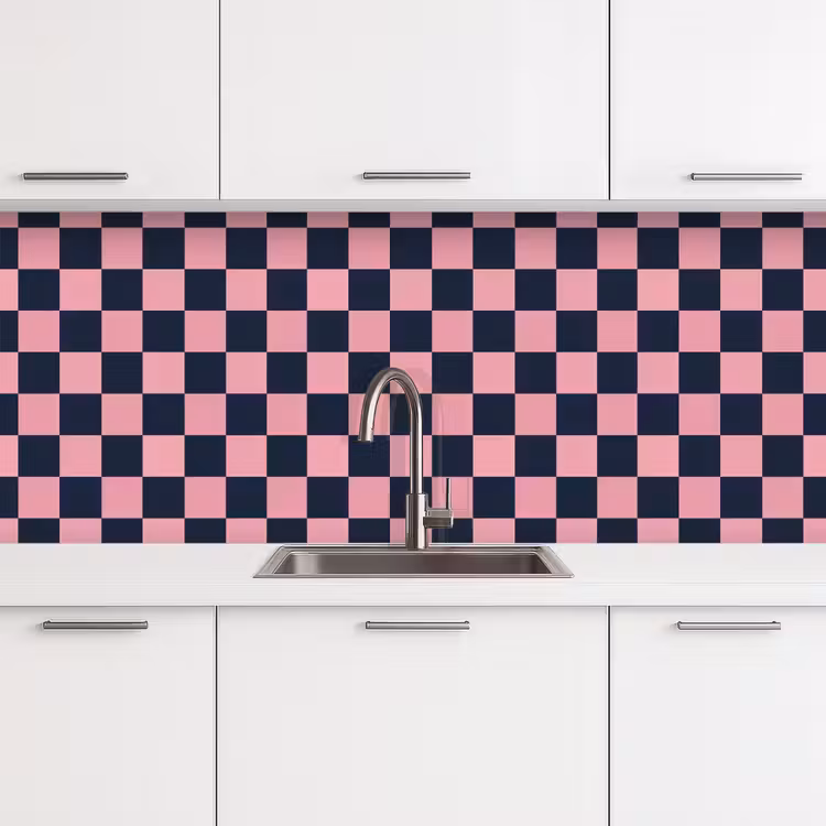 Traditioneel - Patroon - Blauw - Roze keuken achterwand 2 middel 871 -3d