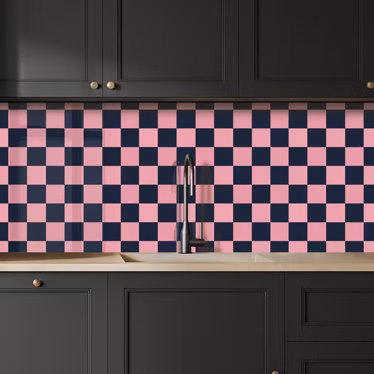 Traditioneel - Patroon - Blauw - Roze keuken achterwand 2 middel 871 -sfeer1
