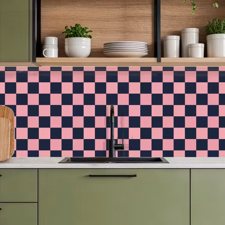 Traditioneel - Patroon - Blauw - Roze keuken achterwand 2 middel 871 -sfeer3