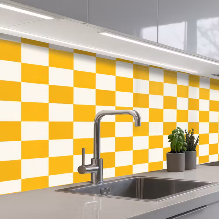 Traditioneel - Patroon - Geel keuken achterwand 2 middel 871 -3d_schuin