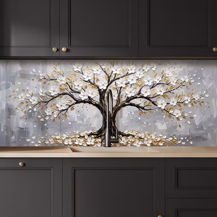 Boom - Bloemen - Natuur - Abstract - Wit keuken achterwand 2 middel -sfeer1