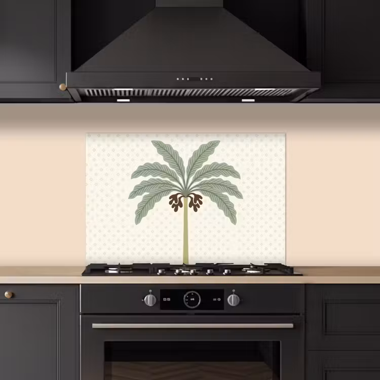 Boom - Bladeren - Groen - Decoratief - Beige keuken achterwand spatscherm klein -sfeer1